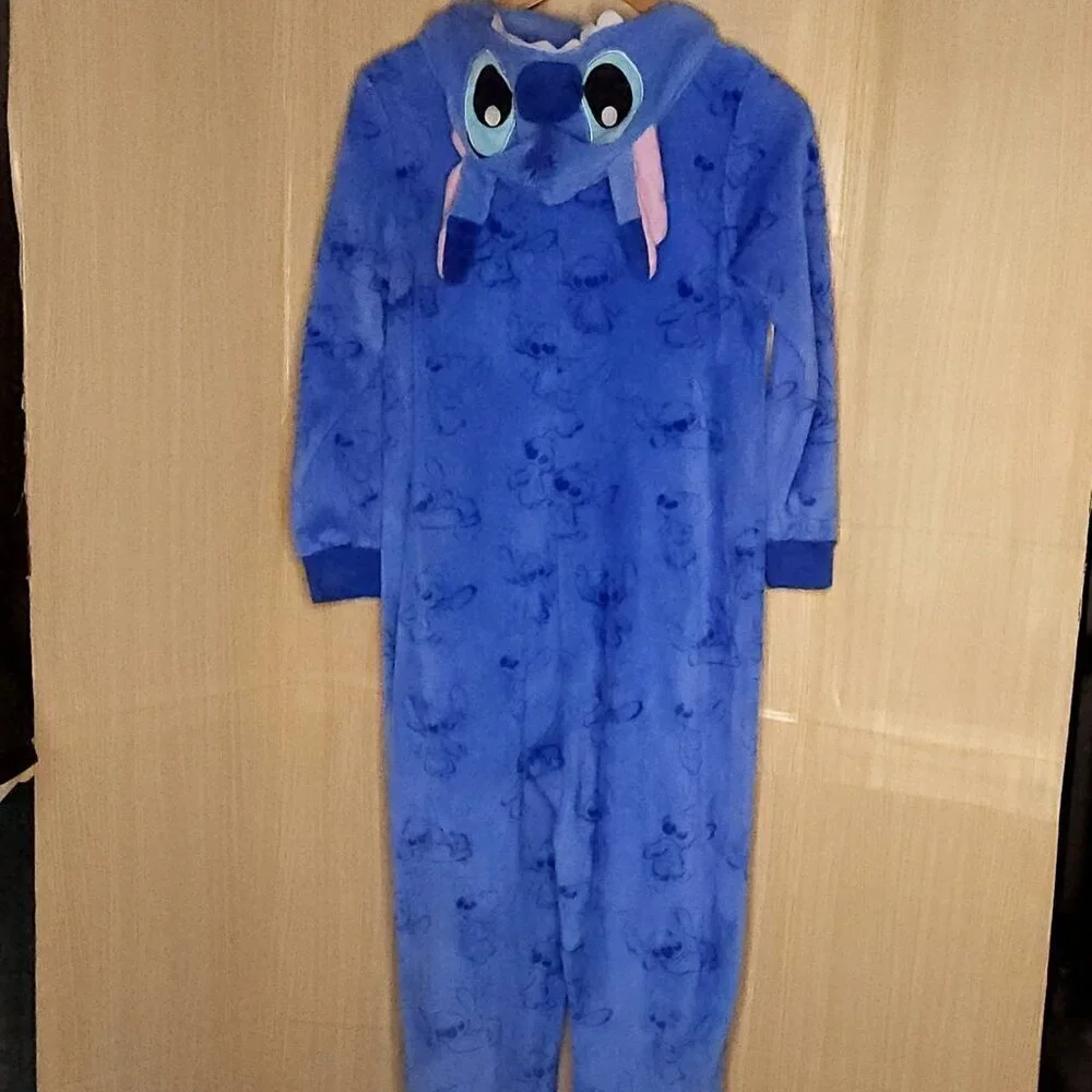 Disney Lilo & Stitch Blue Adult One Piece Pajamas Medium - Picture 2 of 8